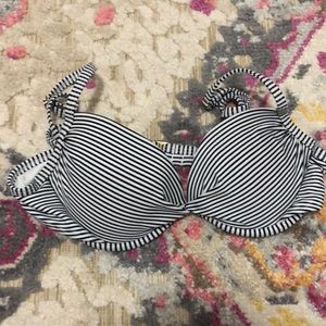Blue and White striped swim Top